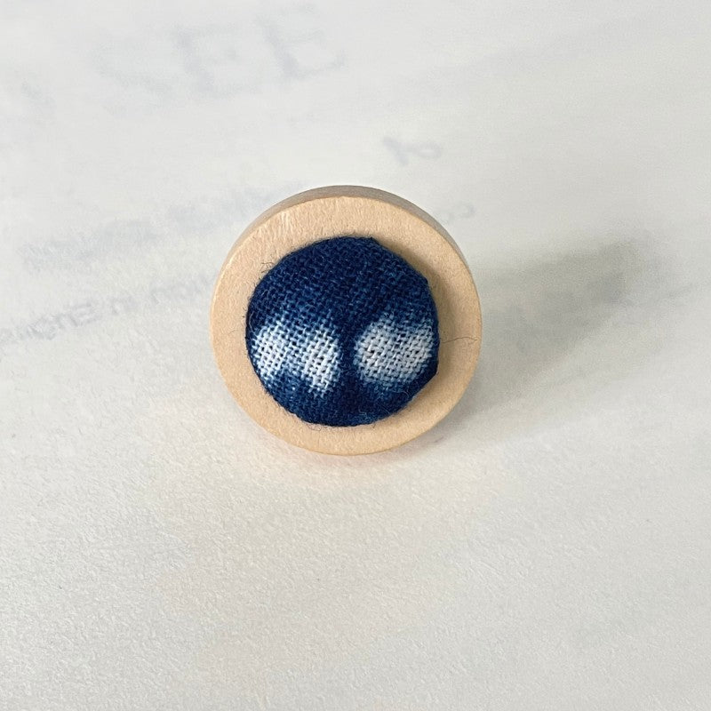 Handmade Batik Wooden Stud Earrings With Navy Blue Earrings - Handmade