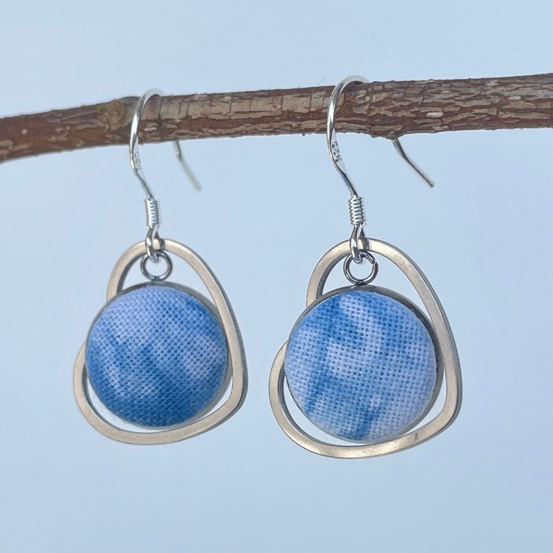 Handmade Miao Batik Earrings With Heart Earrings - Handmade