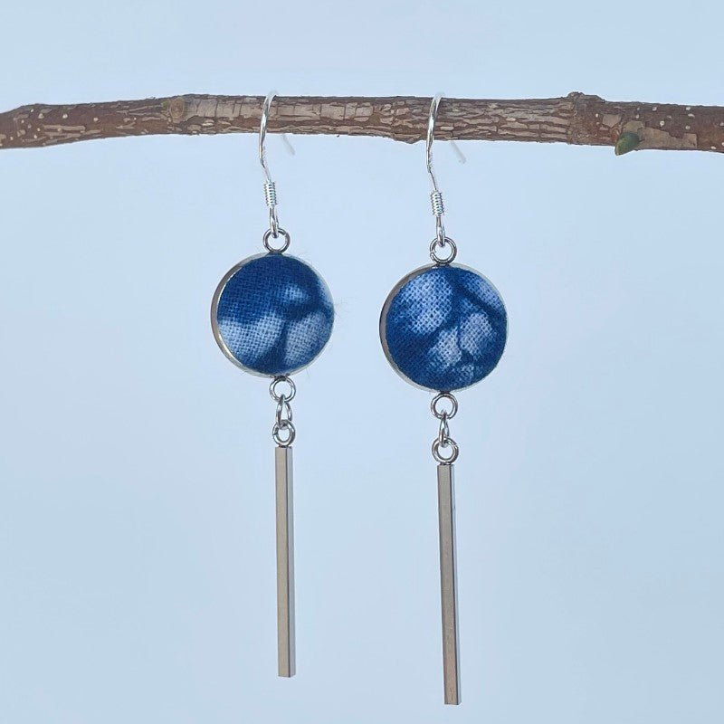 Handmade Miao Batik Earrings With Bar Earrings - Handmade