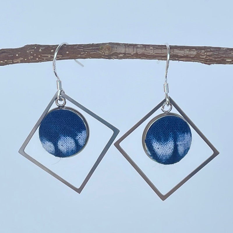 Handmade Miao Batik Earrings With Square Earrings - Handmade