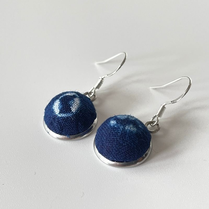 Handmade Miao Batik Earrings With Round Earrings - Handmade