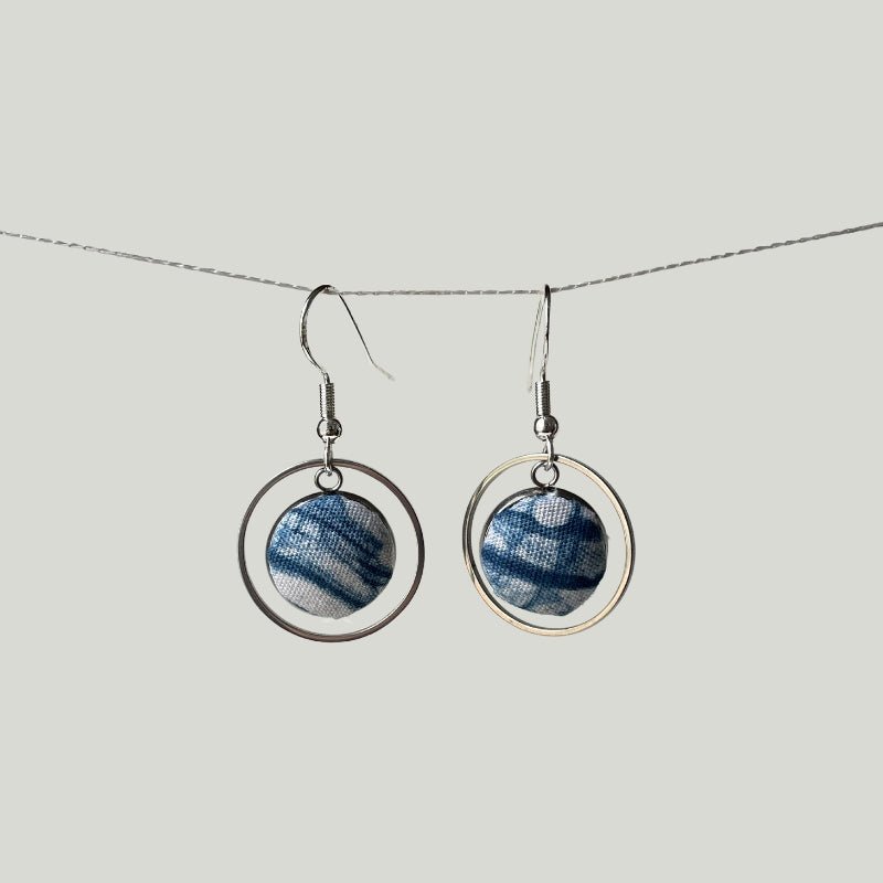 Handmade Miao Batik Earrings With Round Earrings - Handmade