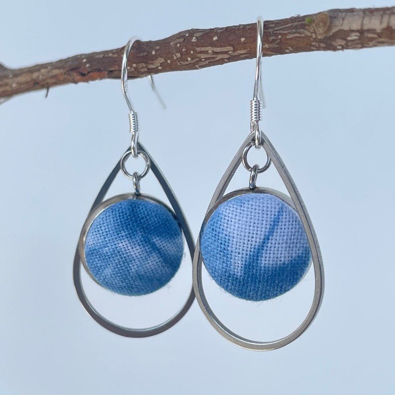 Handmade Miao Batik Earrings With Teardrop Earrings - Handmade