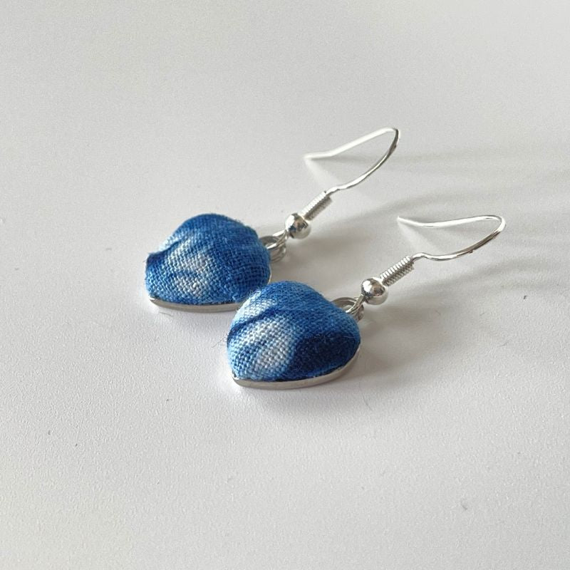 Handmade Miao Batik Earrings With Heart Earrings - Handmade