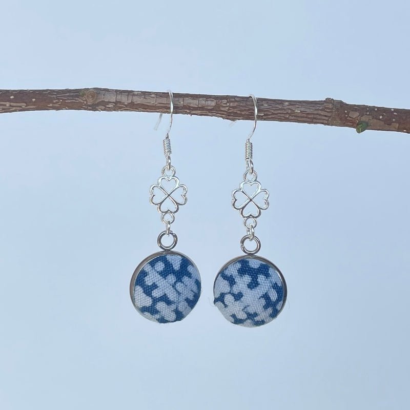 Handmade Miao Batik Earrings With Flower Earrings - Handmade