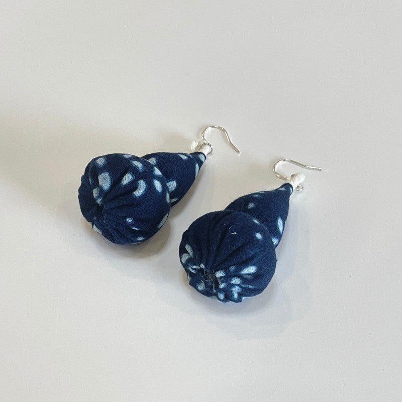 Handmade Miao Batik Fabric Earrings With Earrings - Handmade