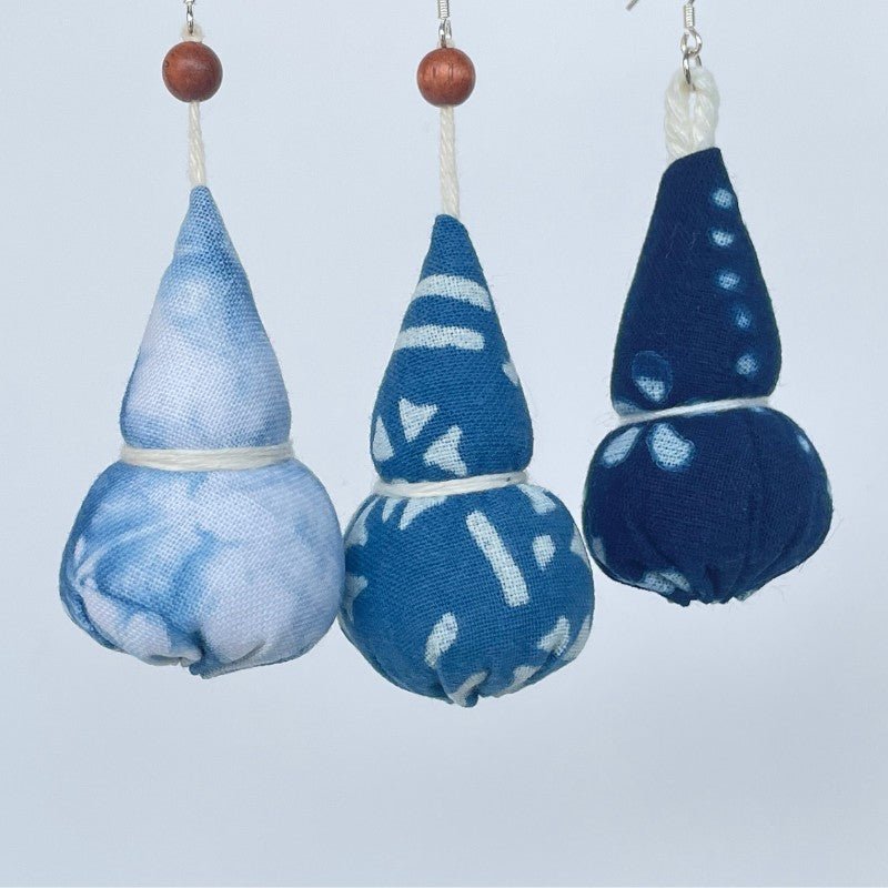 Handmade Miao Batik Fabric Earrings With Earrings - Handmade