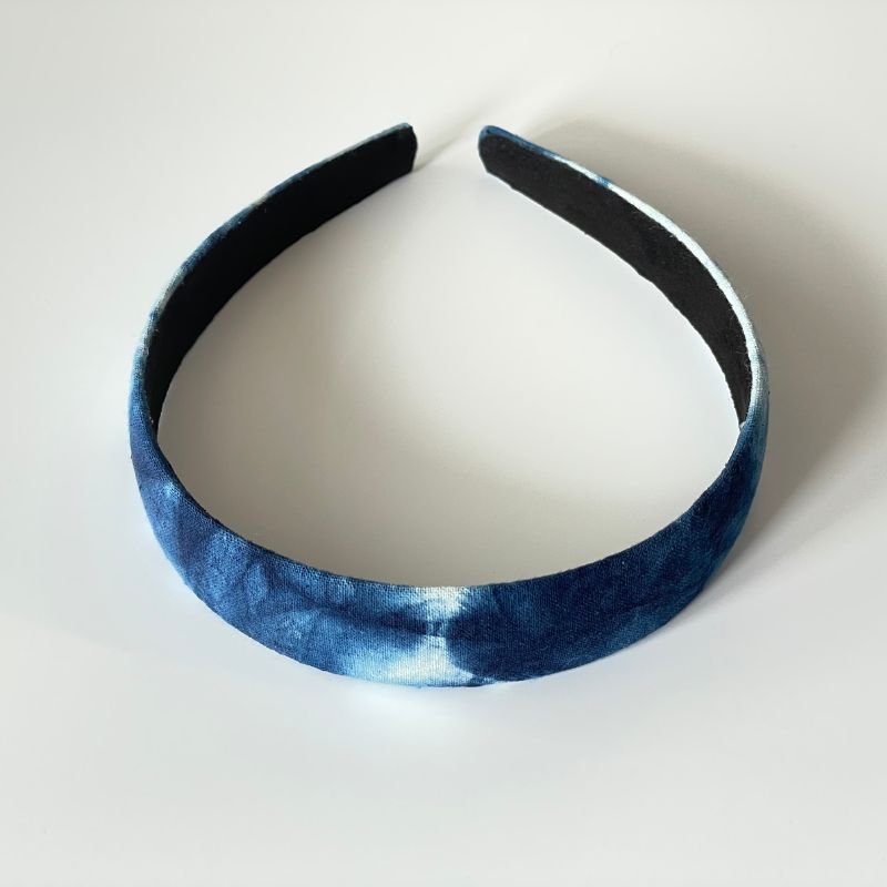 Handmade Miao Batik Headband With Slim (1 inch 2.5cm) Light Blue Headband - Handmade