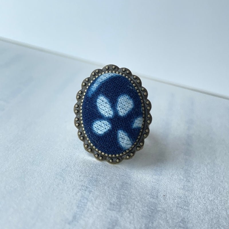 Handmade Miao Batik Ring With Navy Blue Rings - Handmade