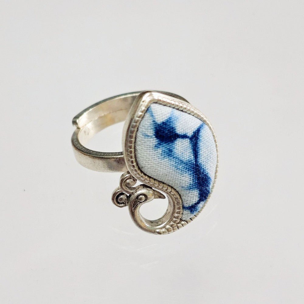 Handmade Miao Silver Fabric Ring With Rings - Handmade